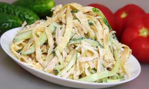 Как приготовить салат итальянский с блинами и копченой курицей
