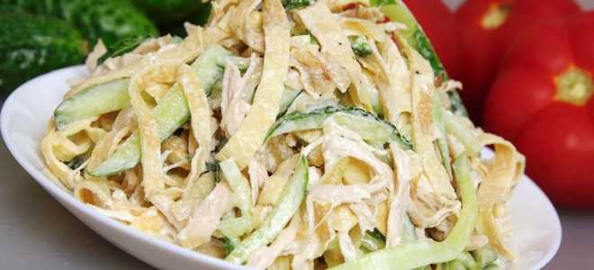 Как приготовить салат итальянский с блинами и копченой курицей