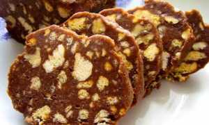 Шоколадная колбаска из печенья и сгущенки: лучшие рецепты