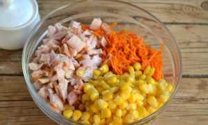 Рецепты салата с копченой курицей, корейской морковью и кукурузой