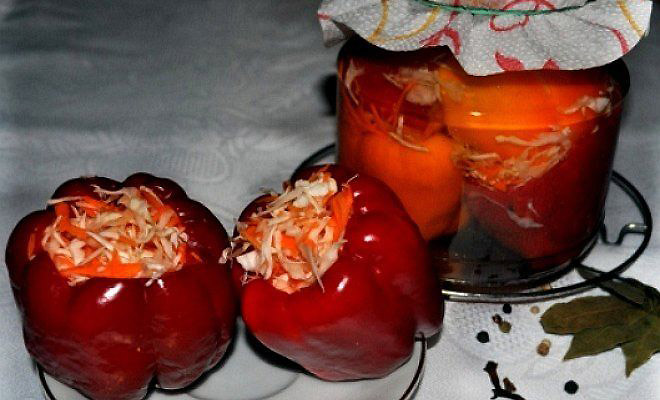 Как сделать маринованный перец фаршированный капустой