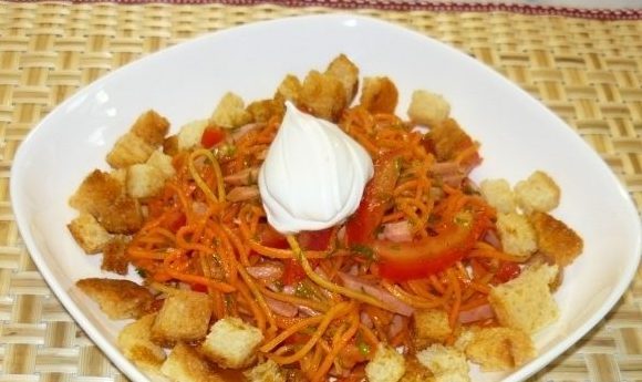 Салата с корейской морковкой и кукурузой к празднику