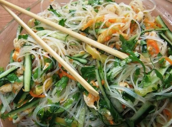 Как приготовить фунчозу с курицей и овощами