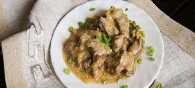 как приготовить бефстроганов из печени - куриной, говяжьей, свиной
