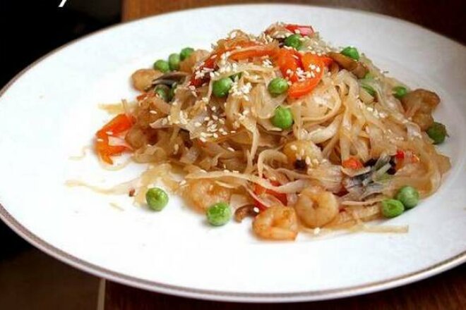 Фунчоза с креветками - рецепты с пошаговым приготовлением
