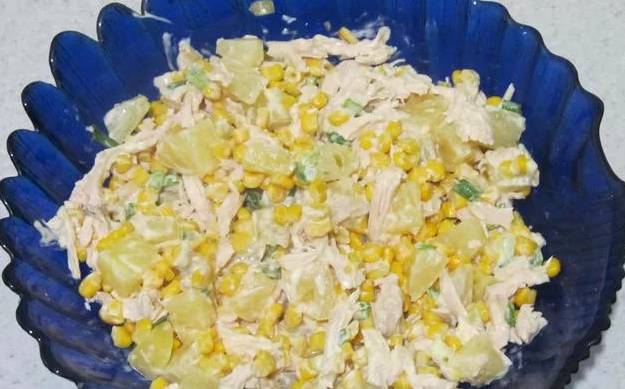 Рецепты салатов с ананасом и консервированной кукурузой