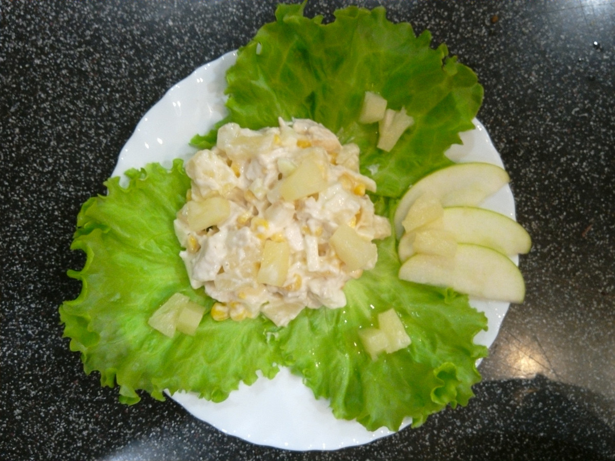 Рецепты салатов с ананасом и консервированной кукурузой