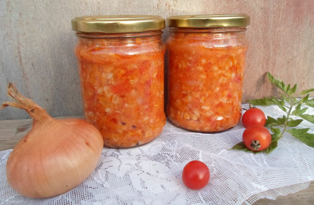 Салат с перловкой и овощами на зиму