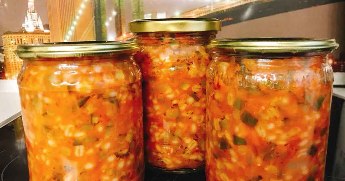 Салат с перловкой и овощами на зиму