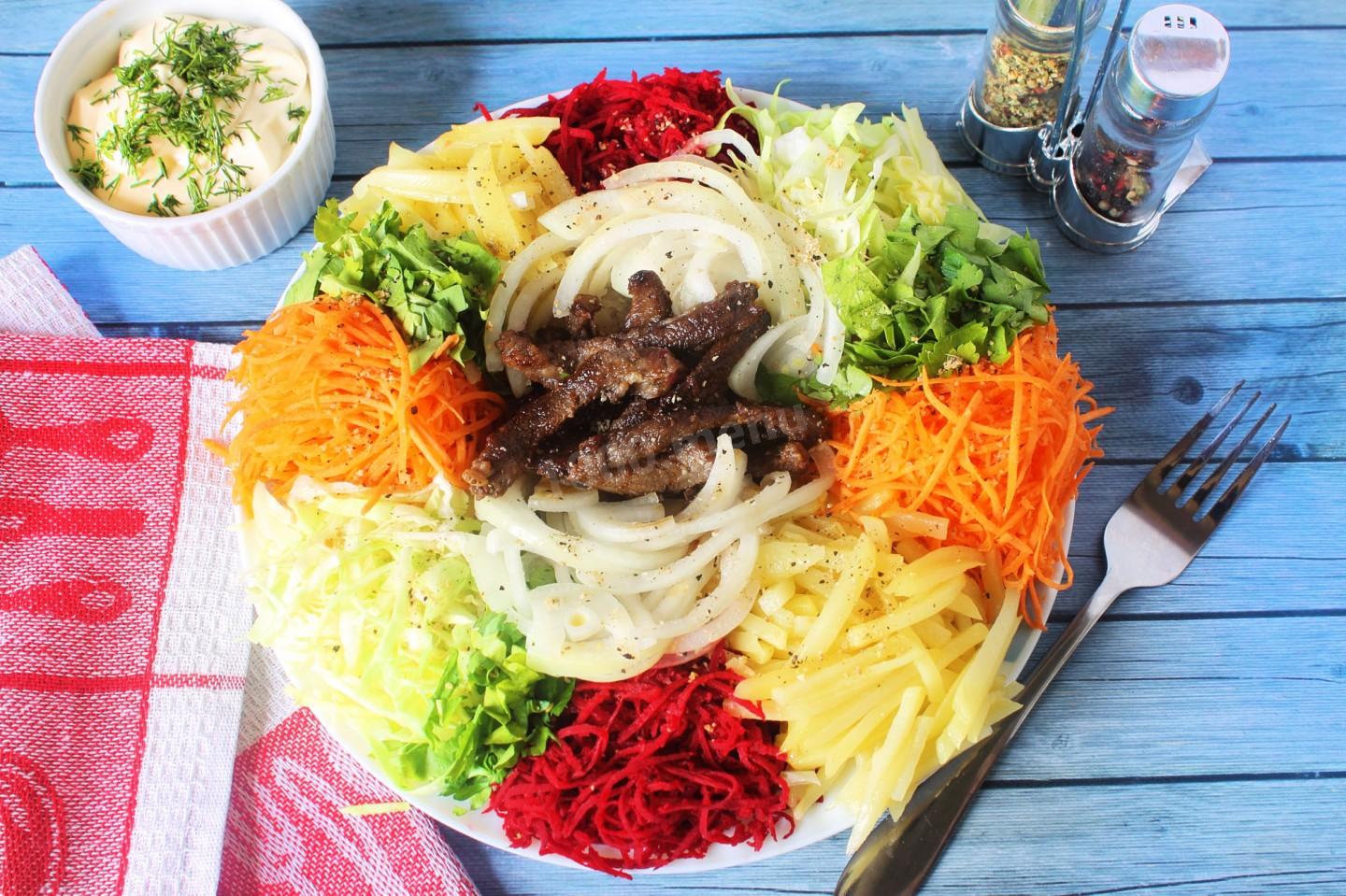 Как приготовить классический салат Чафан с мясом