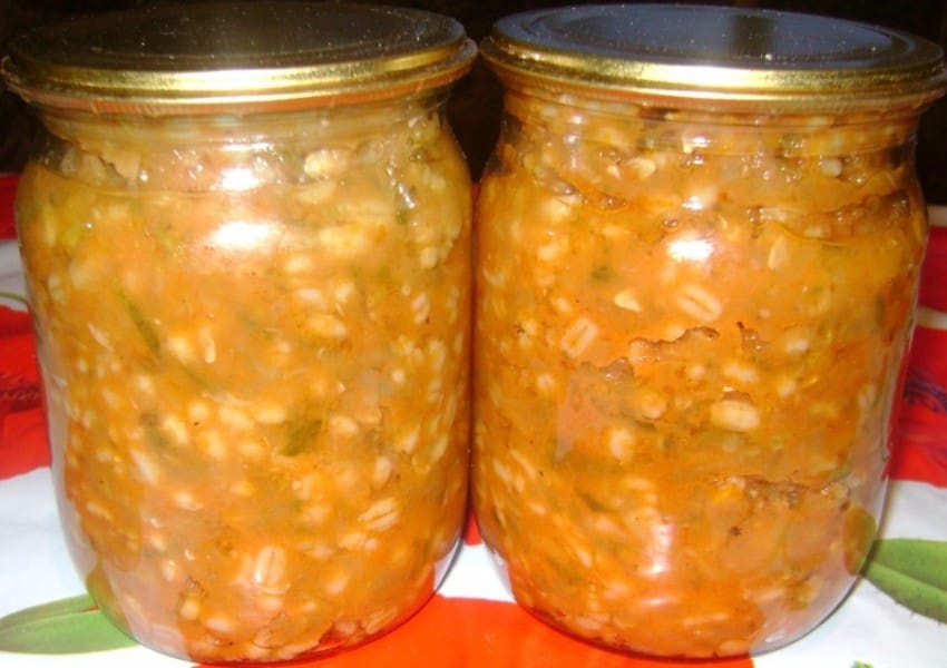 Салат с перловкой и овощами на зиму