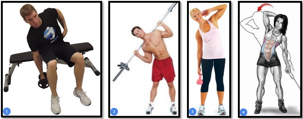 Наклоны в сторону с гантелью вариации Наклоны в сторону с гантелью вариации