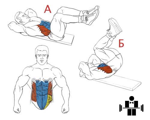 Подъем колен на наклонной доске Подъем колен на наклонной доске